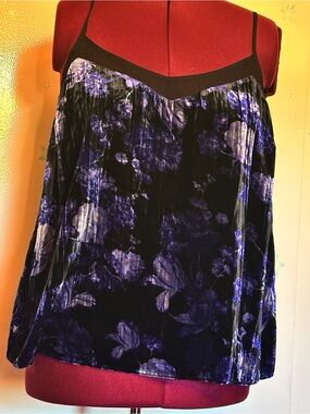 Lucky Brand Blue Floral Crushed Velvet Cami NWT 2X